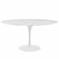 East End Imports Lippa 60 in. Artificial Marble Dining Table, White EEI-1133-WHI